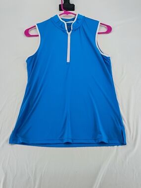 Smith & Quinn Sleeveless Zip-Front Active Tank Top - Blue